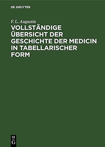 Vollständige Übersicht der Geschichte der Medicin in tabellarischer Form