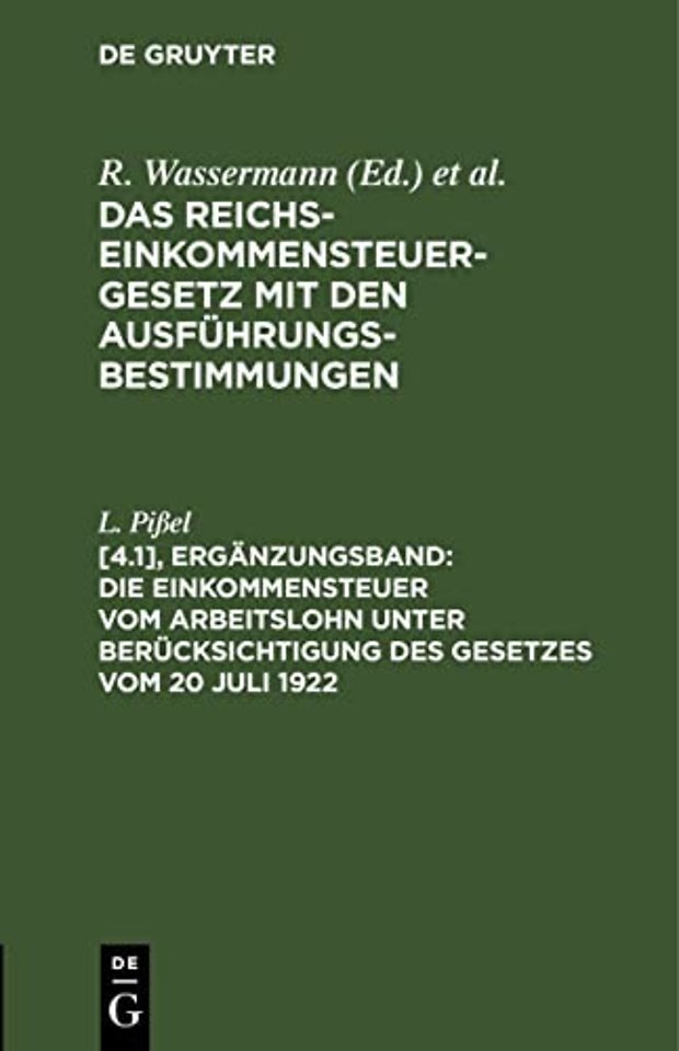 Die Einkommensteuer Vom Arbeitslohn Unter Berucksichtigung Des Gesetzes Vom 20 Juli 1922