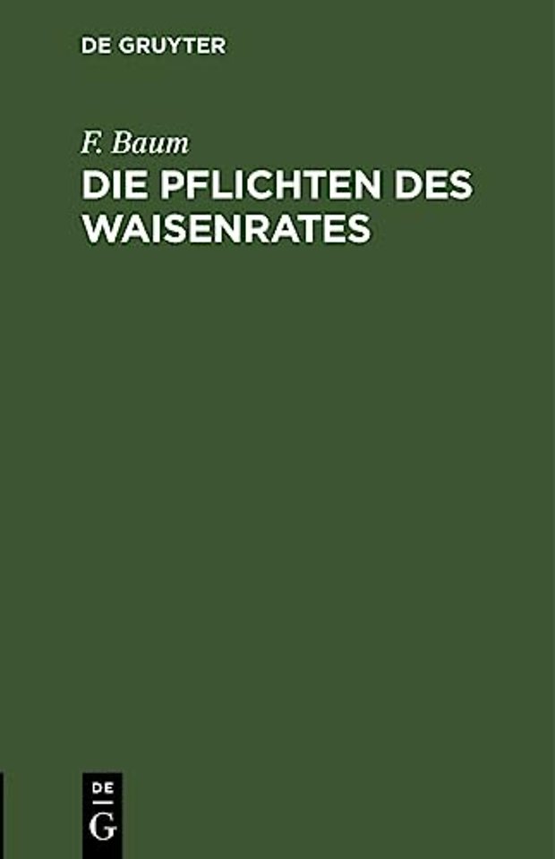 Die Pflichten Des Waisenrates