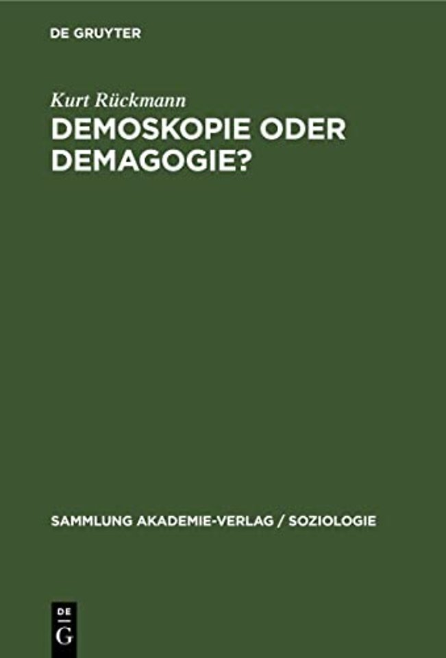 Demoskopie Oder Demagogie?
