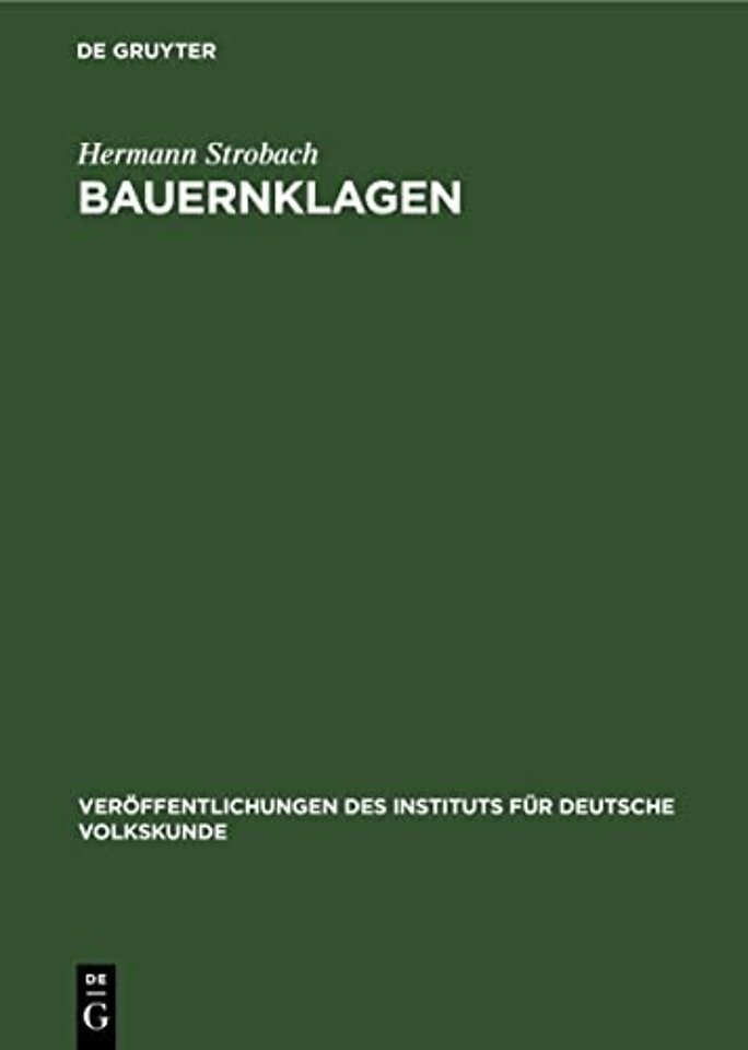 Bauernklagen – Untersuchungen zum sozialkritischen deutschen Volkslied