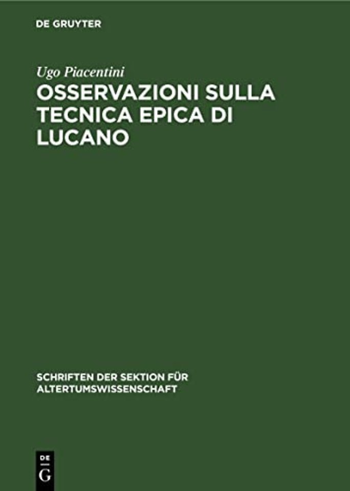 Osservazioni Sulla Tecnica Epica Di Lucano