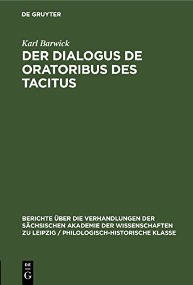 Der Dialogus de oratoribus des Tacitus – (Motive und Zeit seiner Entstehung)