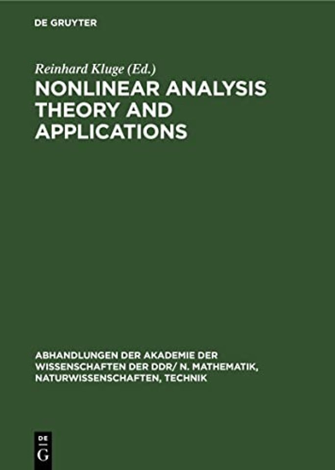 Nonlinear Analysis Theory and Applications – Proceedings of the Seventh International Summer School held at Berlin, GDR from August 27 to Septe