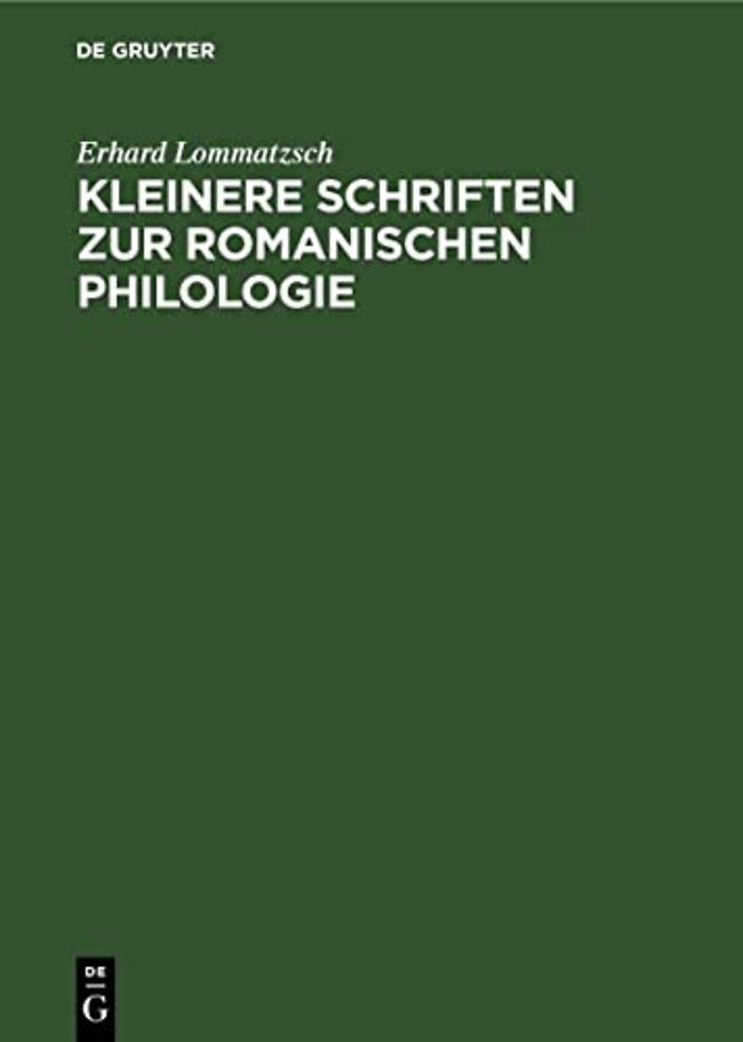 Kleinere Schriften zur romanischen Philologie