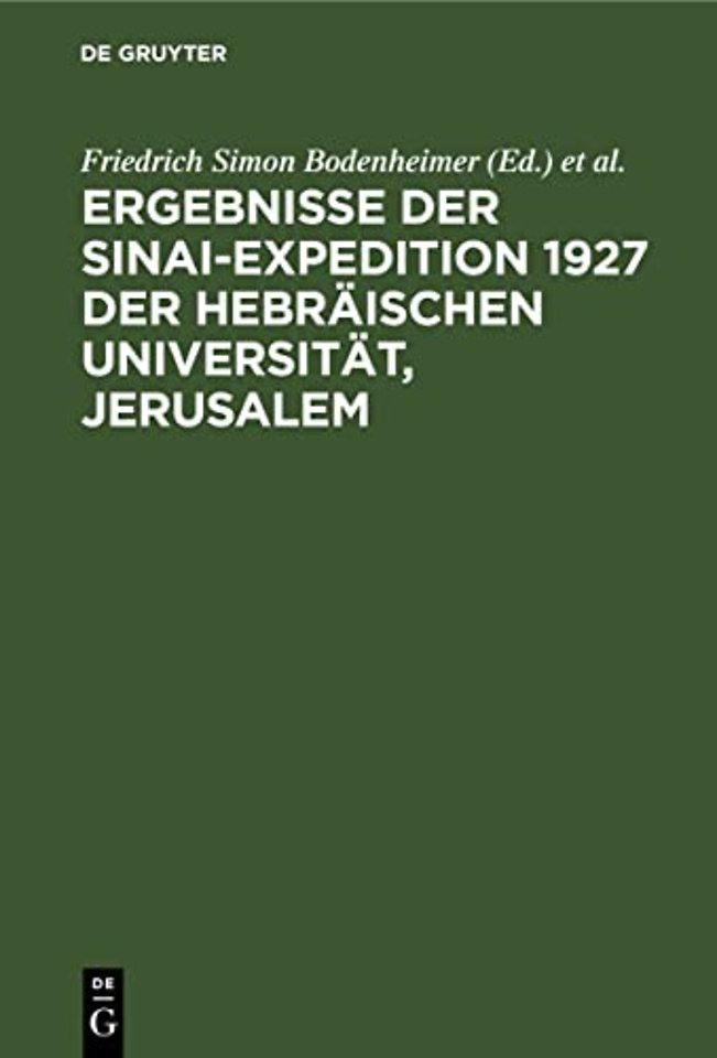 Ergebnisse der Sinai–Expedition 1927 der Hebräischen Universität, Jerusalem