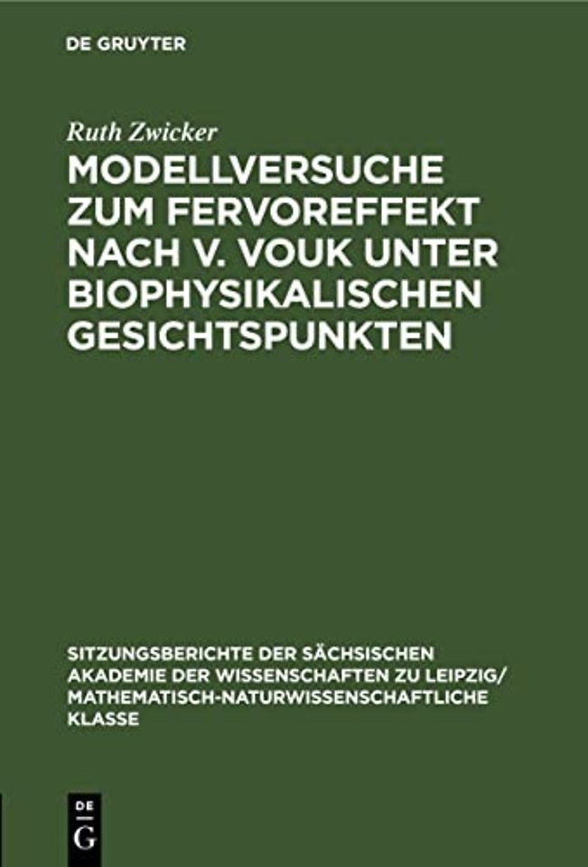 Modellversuche Zum Fervoreffekt Nach V. Vouk Unter Biophysikalischen Gesichtspunkten