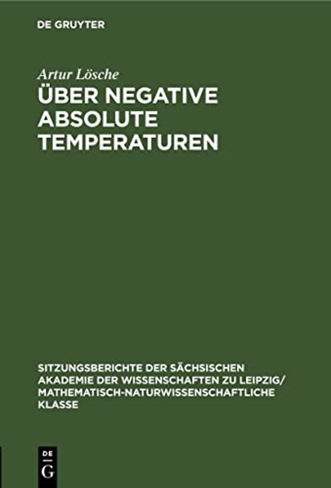 Uber Negative Absolute Temperaturen