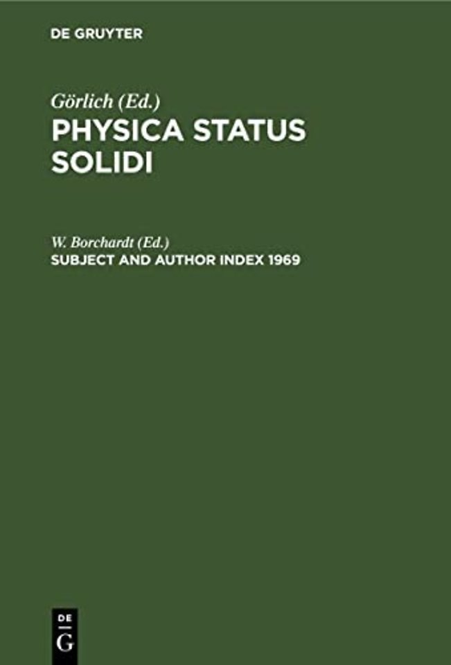 Subject and Author Index 1969 – Volumes 16–30, 1966–1968