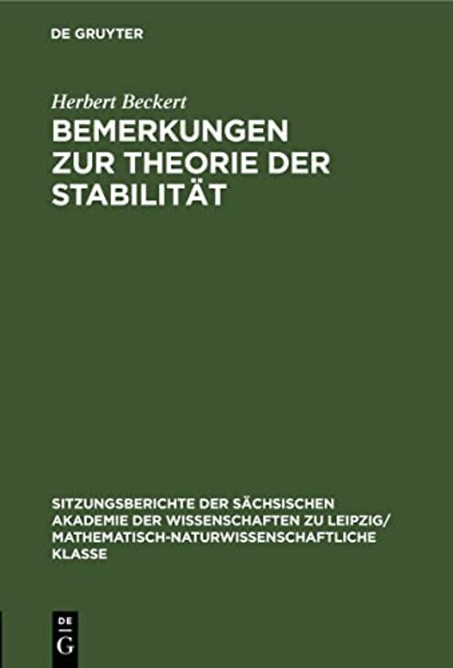 Bemerkungen Zur Theorie Der Stabilitat