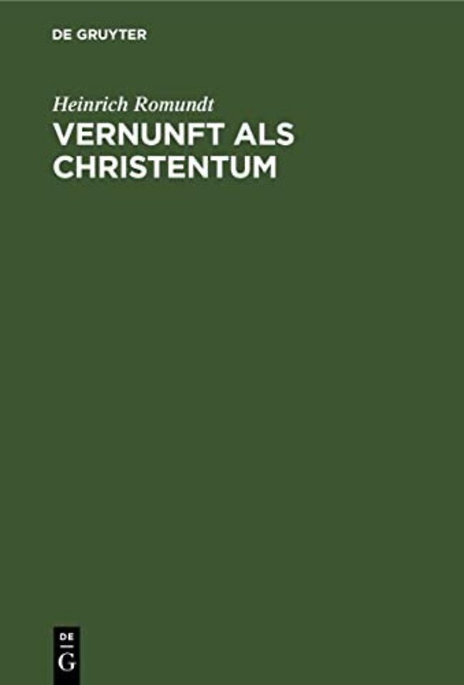 Vernunft als Christentum