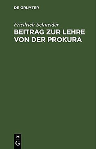 Beitrag zur Lehre von der Prokura