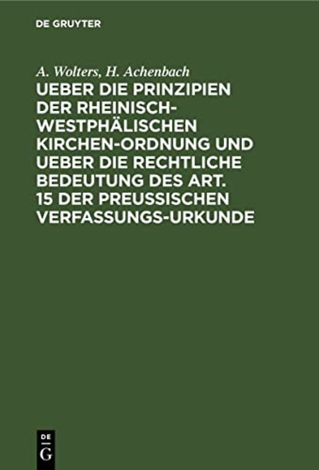 Ueber die Prinzipien der rheinisch–westphälische – Zwei Vorträge