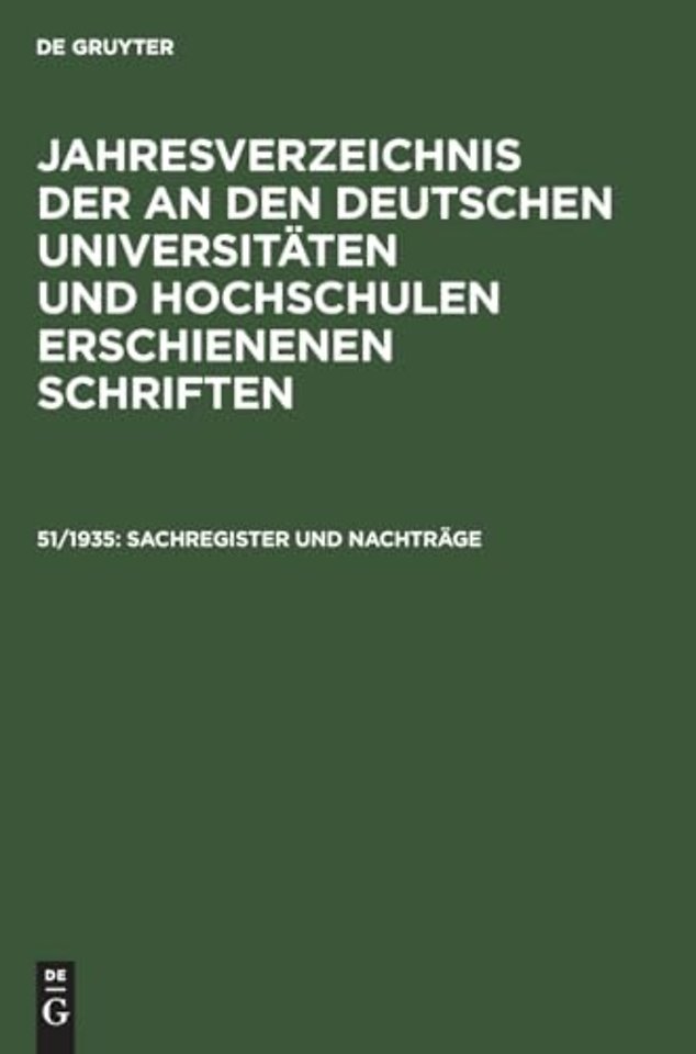 Sachregister und Nachträge
