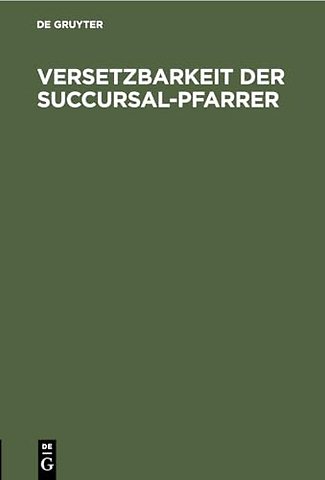 Versetzbarkeit Der Succursal-Pfarrer