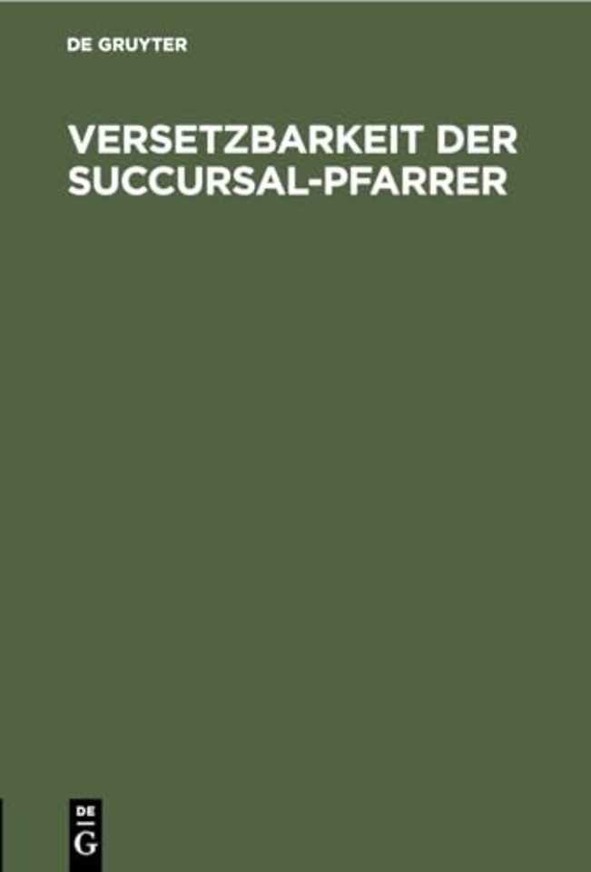 Versetzbarkeit Der Succursal-Pfarrer