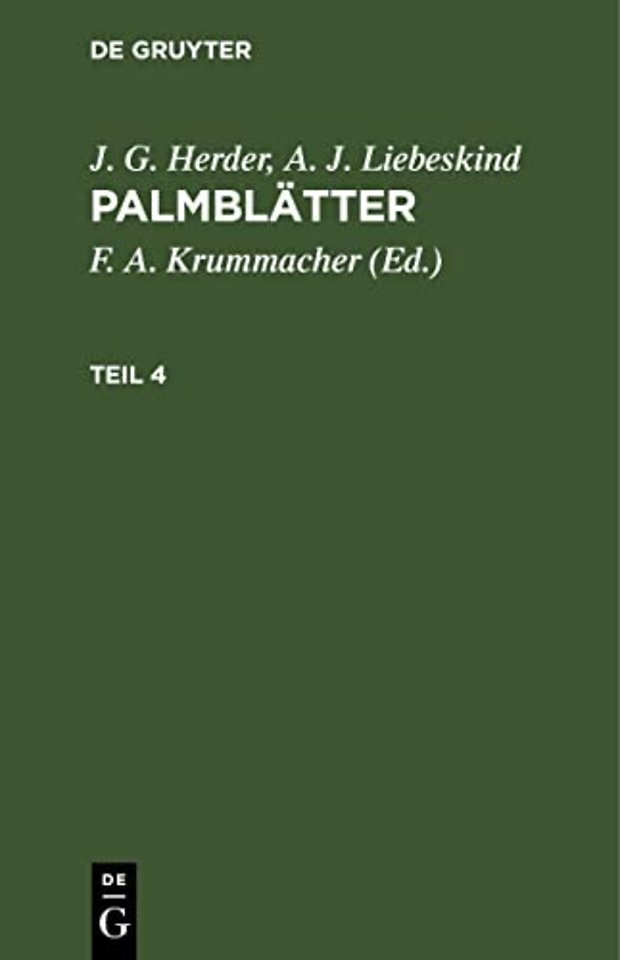 J. G. Herder; A. J. Liebeskind: Palmblatter. Teil 4