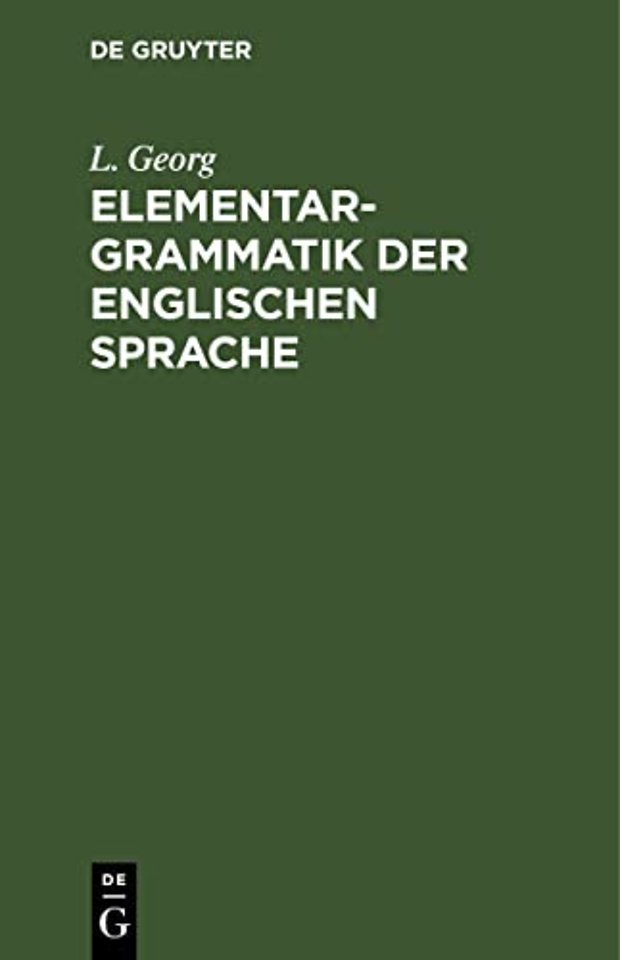 Elementargrammatik Der Englischen Sprache