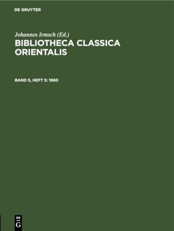 Bibliotheca Classica Orientalis. Band 5, Heft 5