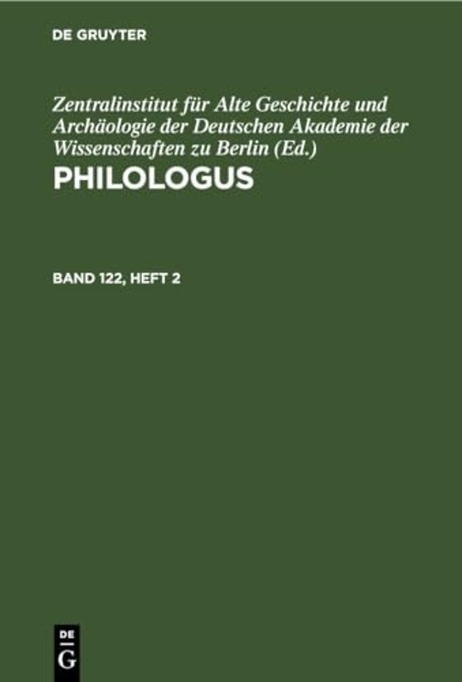Philologus. Band 122, Heft 2