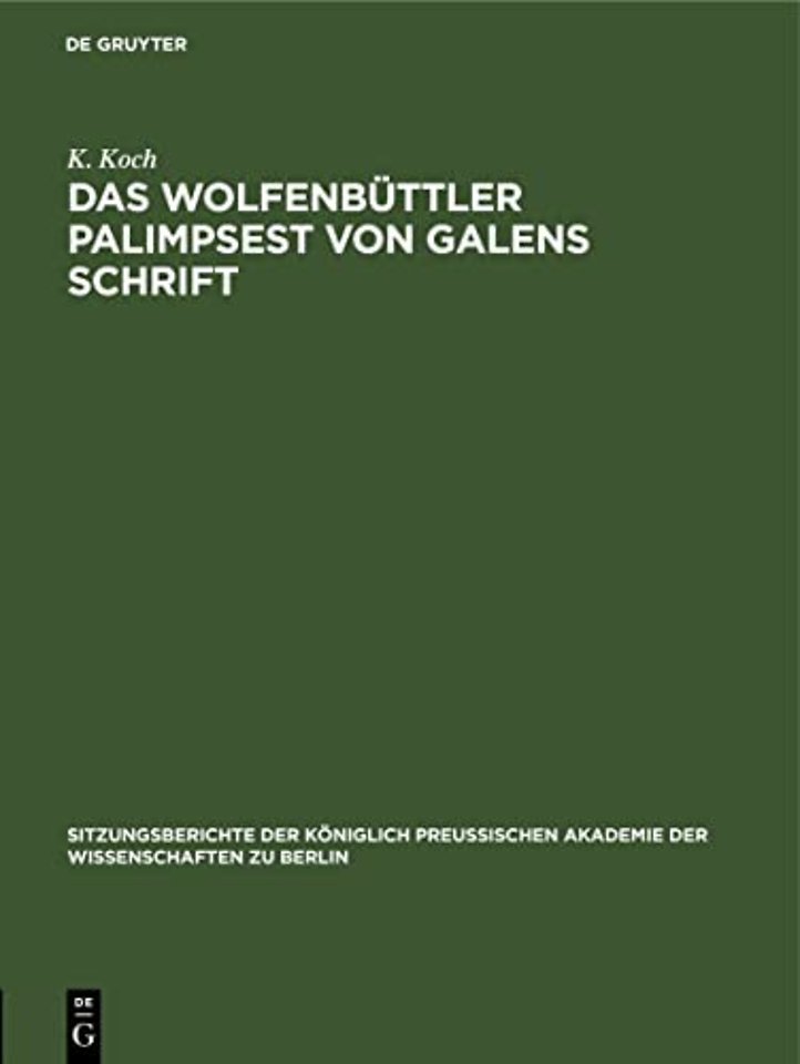 Das Wolfenbuttler Palimpsest Von Galens Schrift