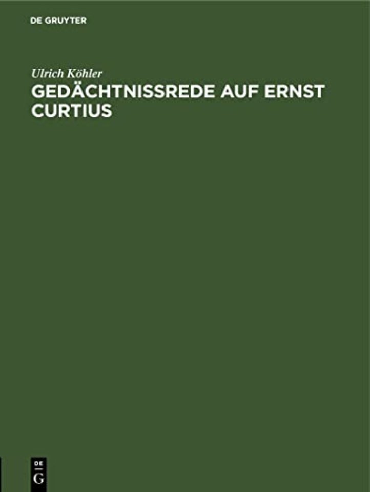 Gedachtnissrede Auf Ernst Curtius