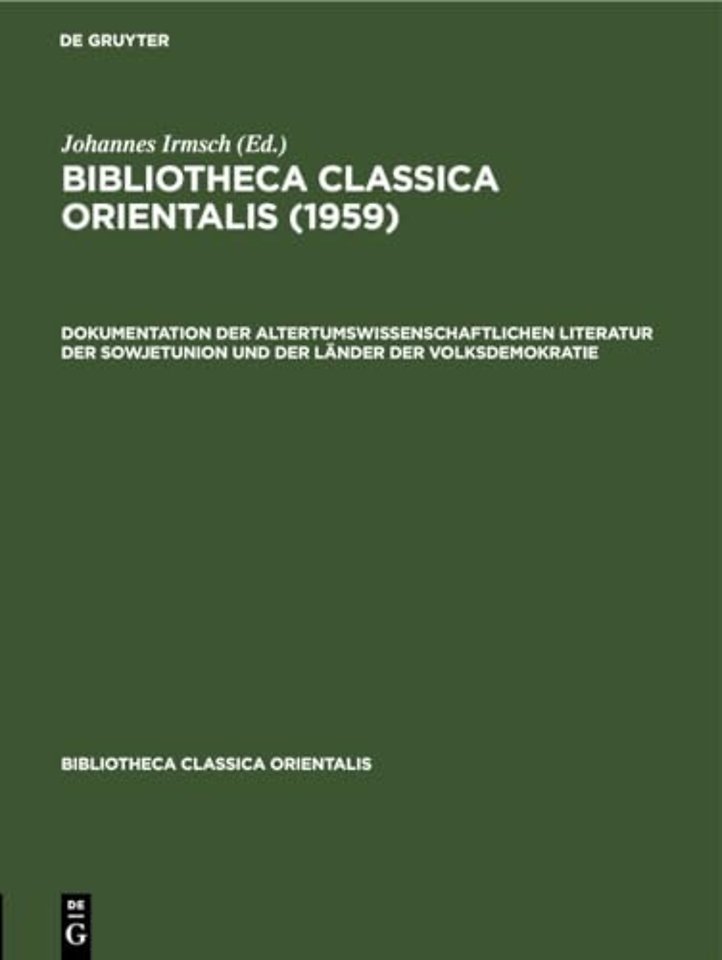 Bibliotheca Classica Orientalis. Band 4, Heft 1
