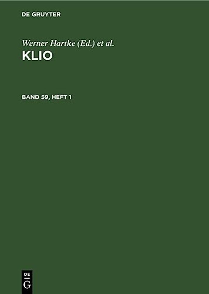 Klio. Band 59, Heft 1