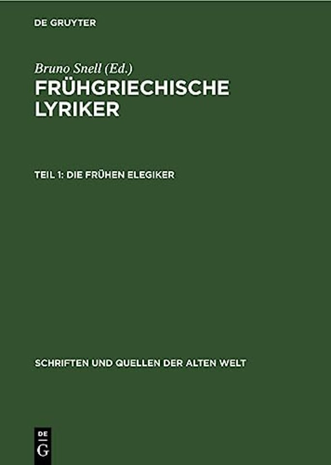 Die Fruhen Elegiker