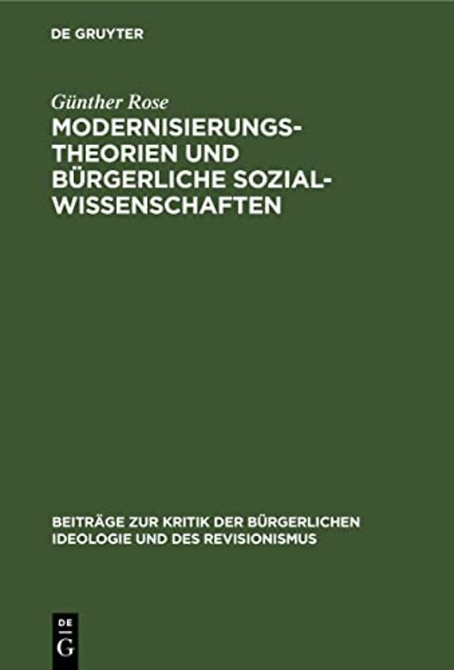 Modernisierungstheorien Und Burgerliche Sozialwissenschaften