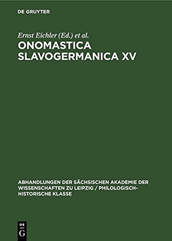 Ernst Eichler; Hans Walther: Onomastica Slavogermanica. XV.
