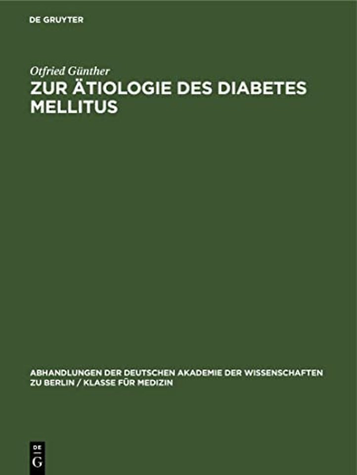 Zur Atiologie Des Diabetes Mellitus