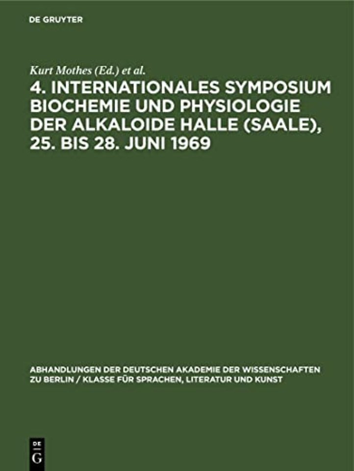 4. Internationales Symposium Biochemie und Physi – Band a des Symposiumsberichtes