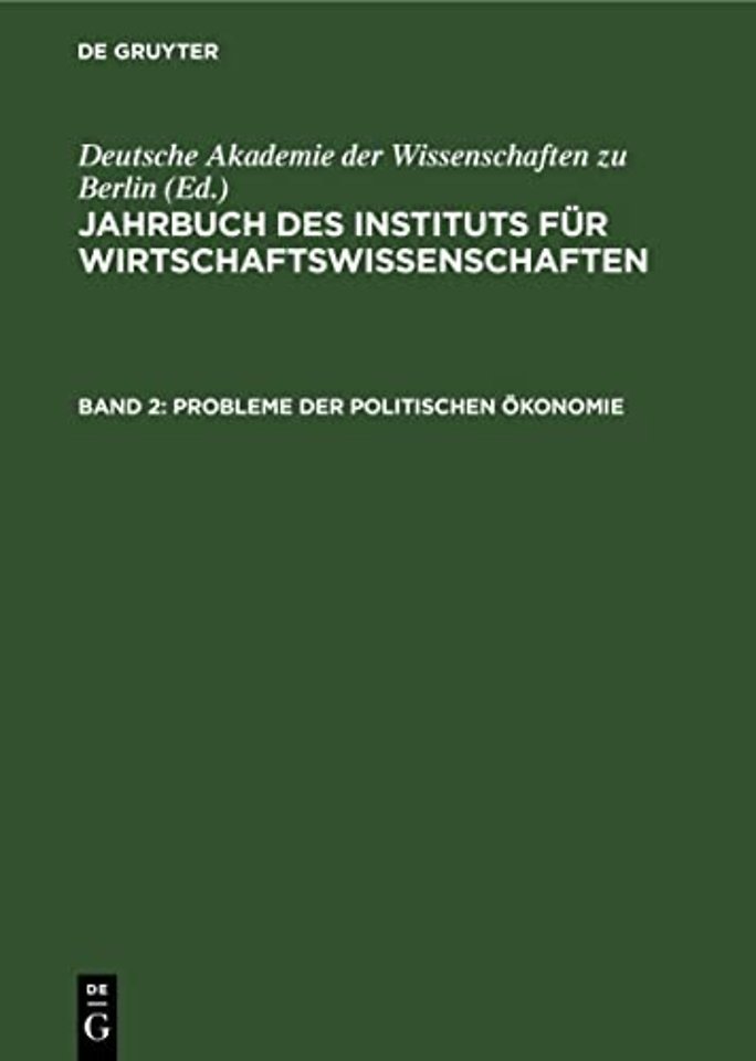 Jahrbuch Des Instituts Fur Wirtschaftswissenschaften. Band 2