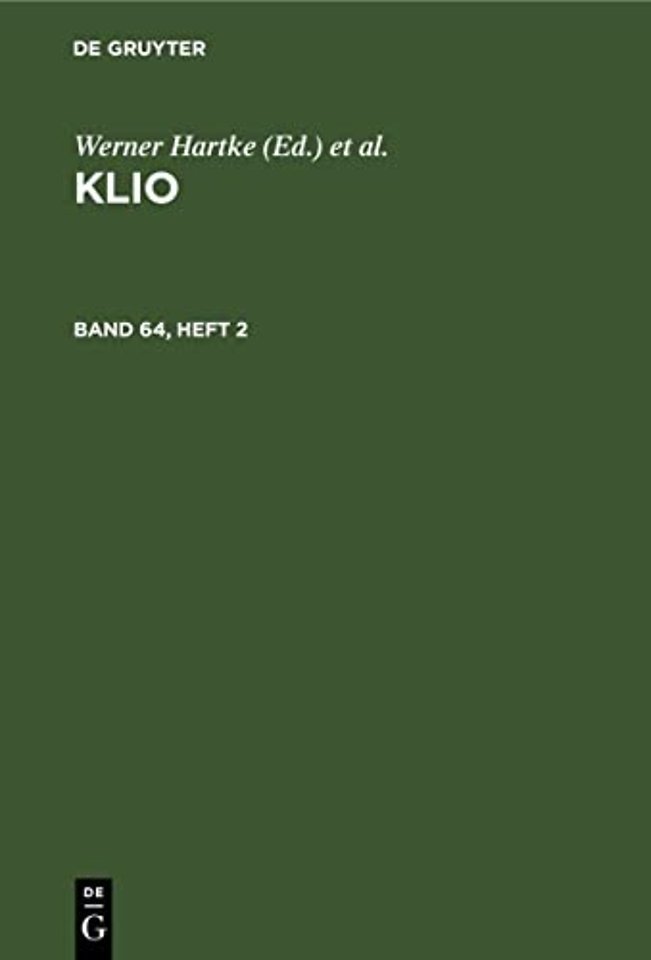 Klio. Band 64, Heft 2