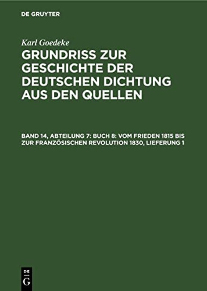 Abteilung 7, Buch 8: Vom Frieden 1815 Bis Zur Franzosischen Revolution 1830