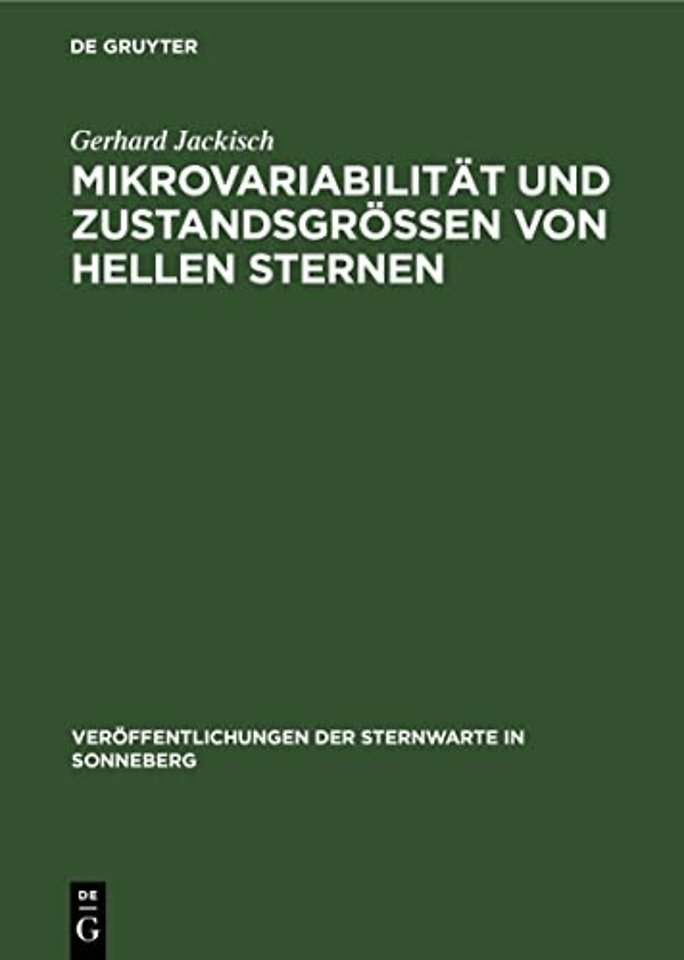 Mikrovariabilitat Und Zustandsgroßen Von Hellen Sternen