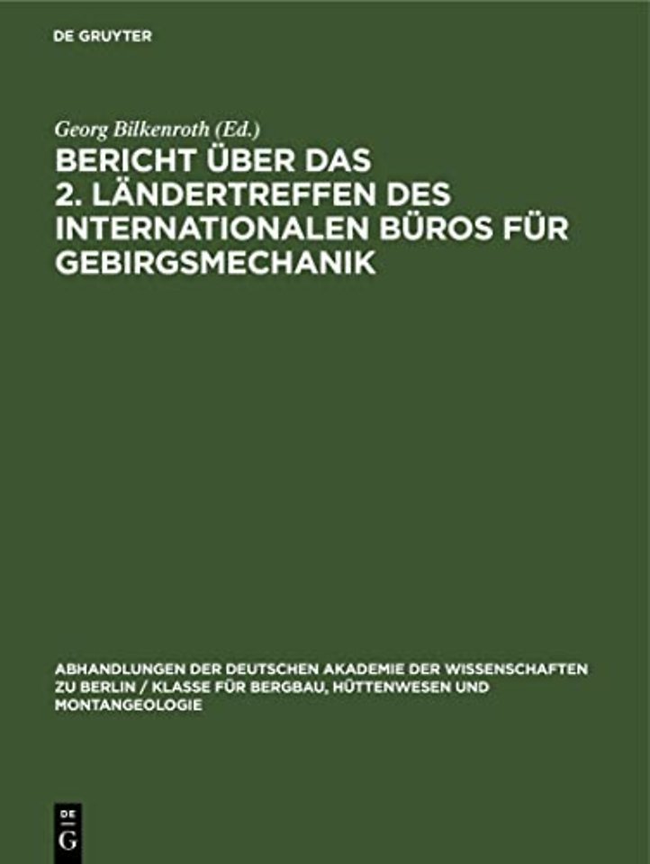 Bericht Uber Das 2. Landertreffen Des Internationalen Buros Fur Gebirgsmechanik