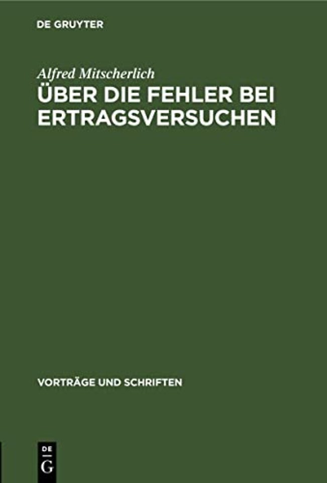 Uber Die Fehler Bei Ertragsversuchen
