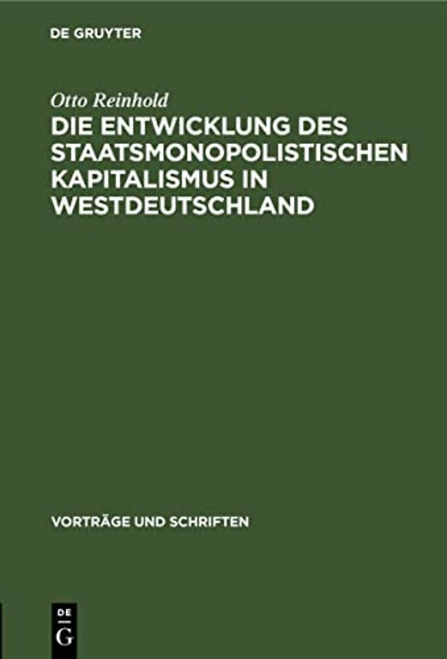 Die Entwicklung Des Staatsmonopolistischen Kapitalismus in Westdeutschland