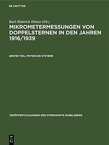 Mikrometermessungen Von Doppelsternen in Den Jahren 1916/1939