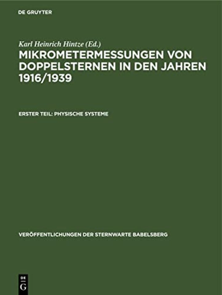 Mikrometermessungen von Doppelsternen in den Jah – Teil 1: Physische Systeme