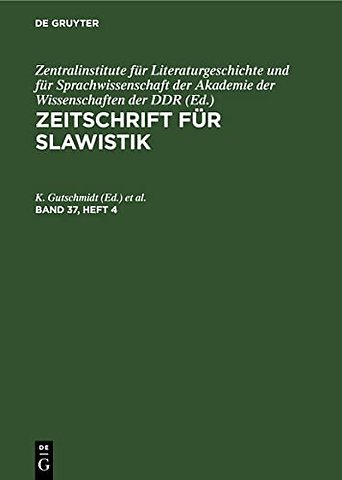 Zeitschrift für Slawistik. Band 37, Heft 4