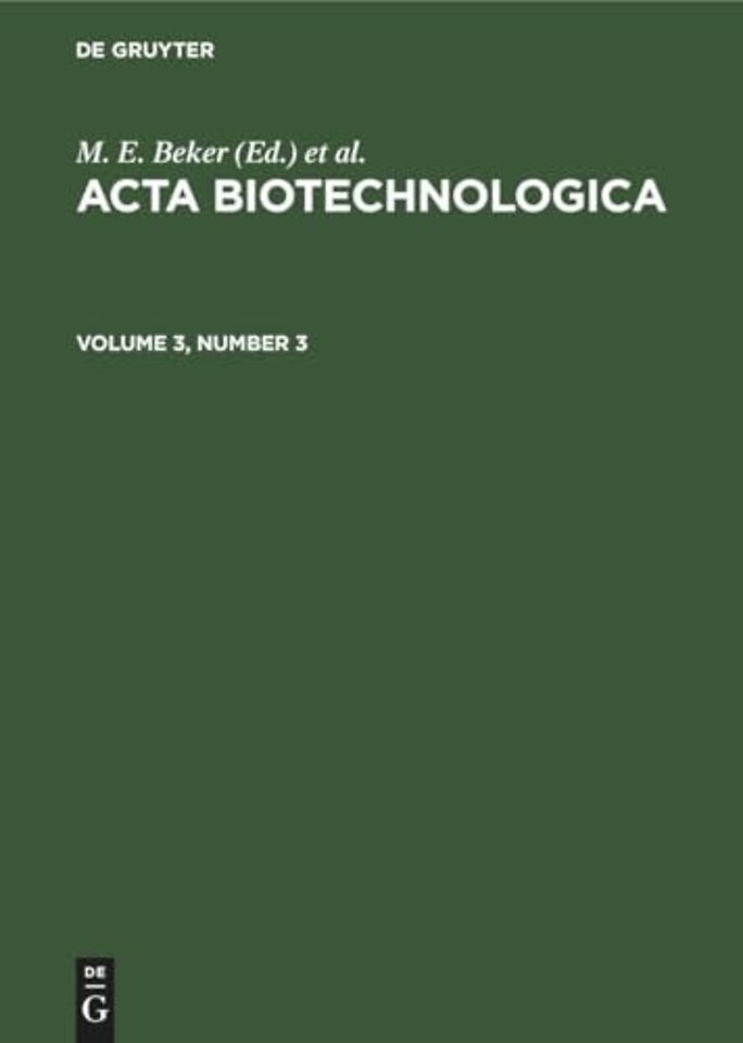 Acta Biotechnologica. Volume 3, Number 3