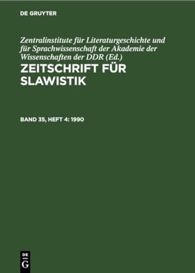 Zeitschrift für Slawistik. Band 35, Heft 4