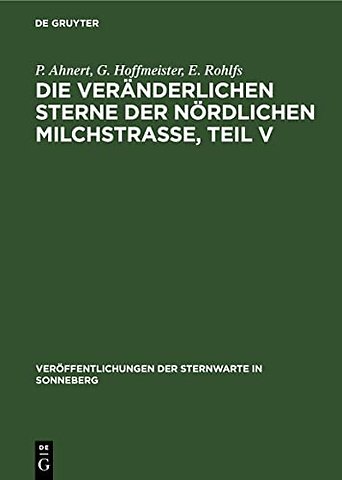Die veränderlichen Sterne der nördlichen Milchstraβe, Teil V