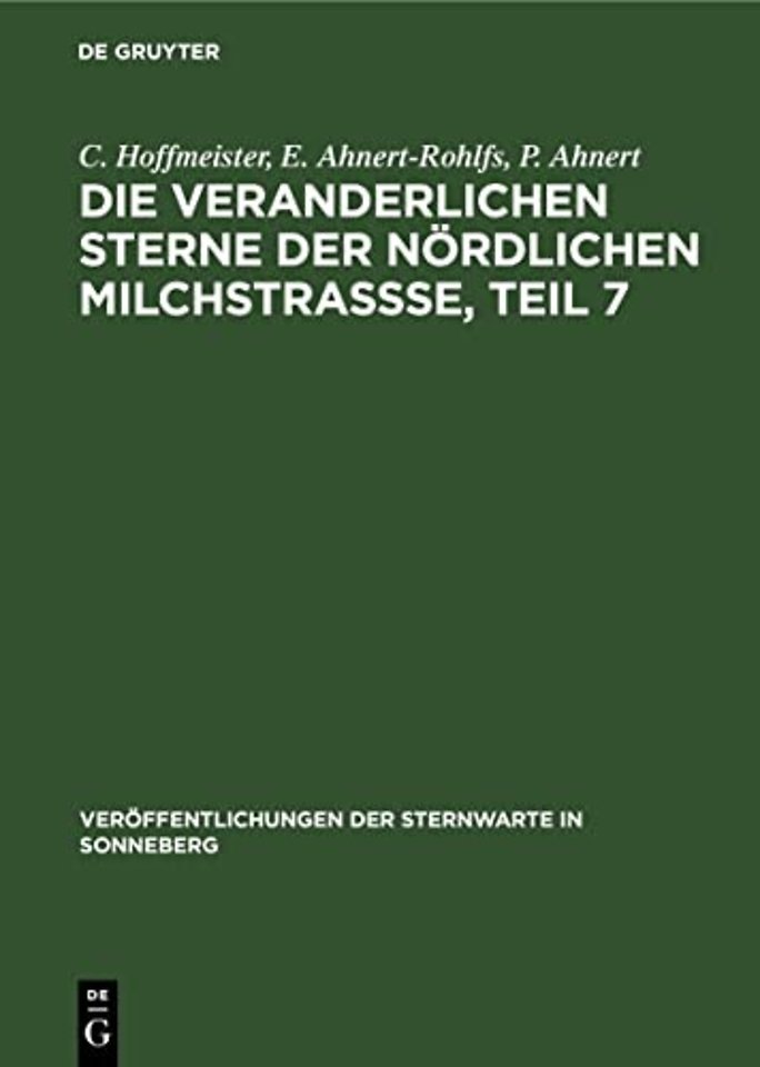Die veranderlichen Sterne der nördlichen Milchstraβse, Teil 7