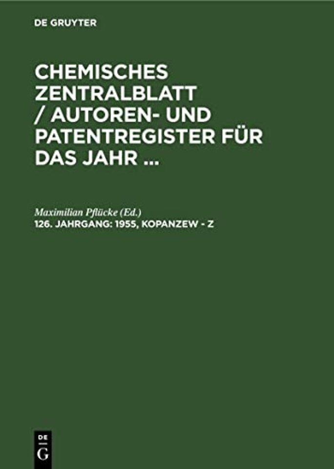 1955, Kopanzew – Z – Register der Patentnummern. Kapitelübersicht. Druckfehlerberichtigungen