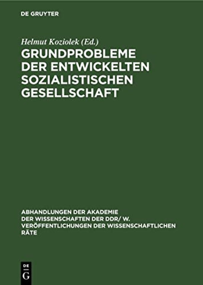 Grundprobleme Der Entwickelten Sozialistischen Gesellschaft