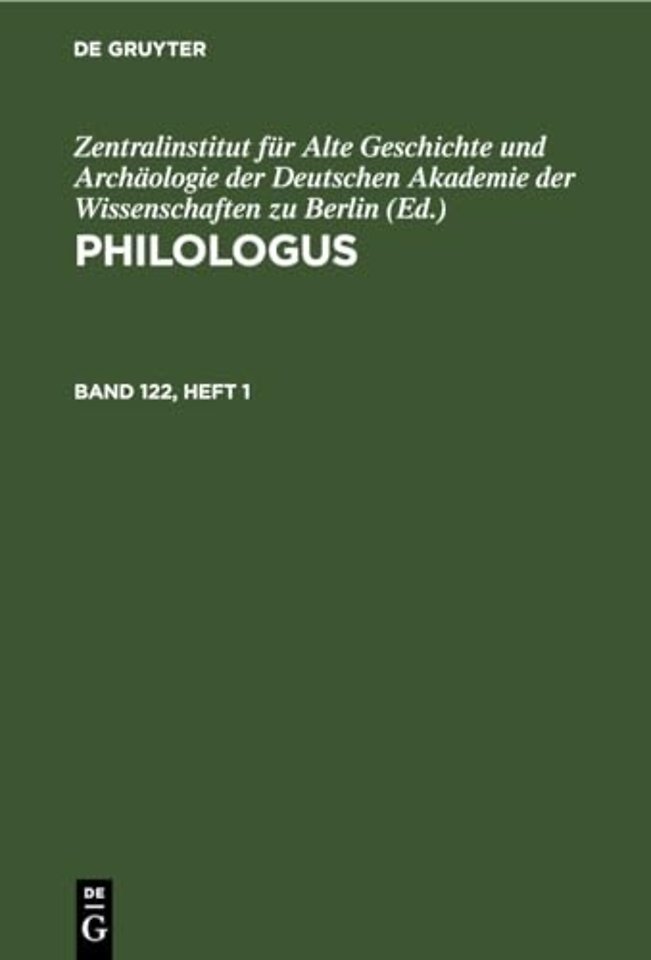 Philologus. Band 123, Heft 1